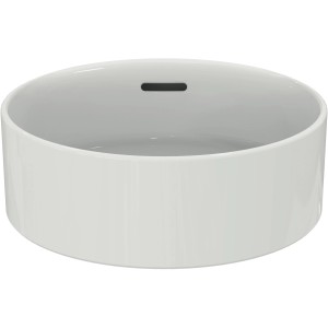Weißer, runder Ideal Standard Aufsatzwaschtisch Strada II (Ø 38 cm) ohne Hahnloch, mit Überlauf.