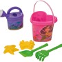 Happy People Sandspielzeug Set, 6-teilig: Eimer, Gießkanne, Schaufel, Harke und Förmchen.