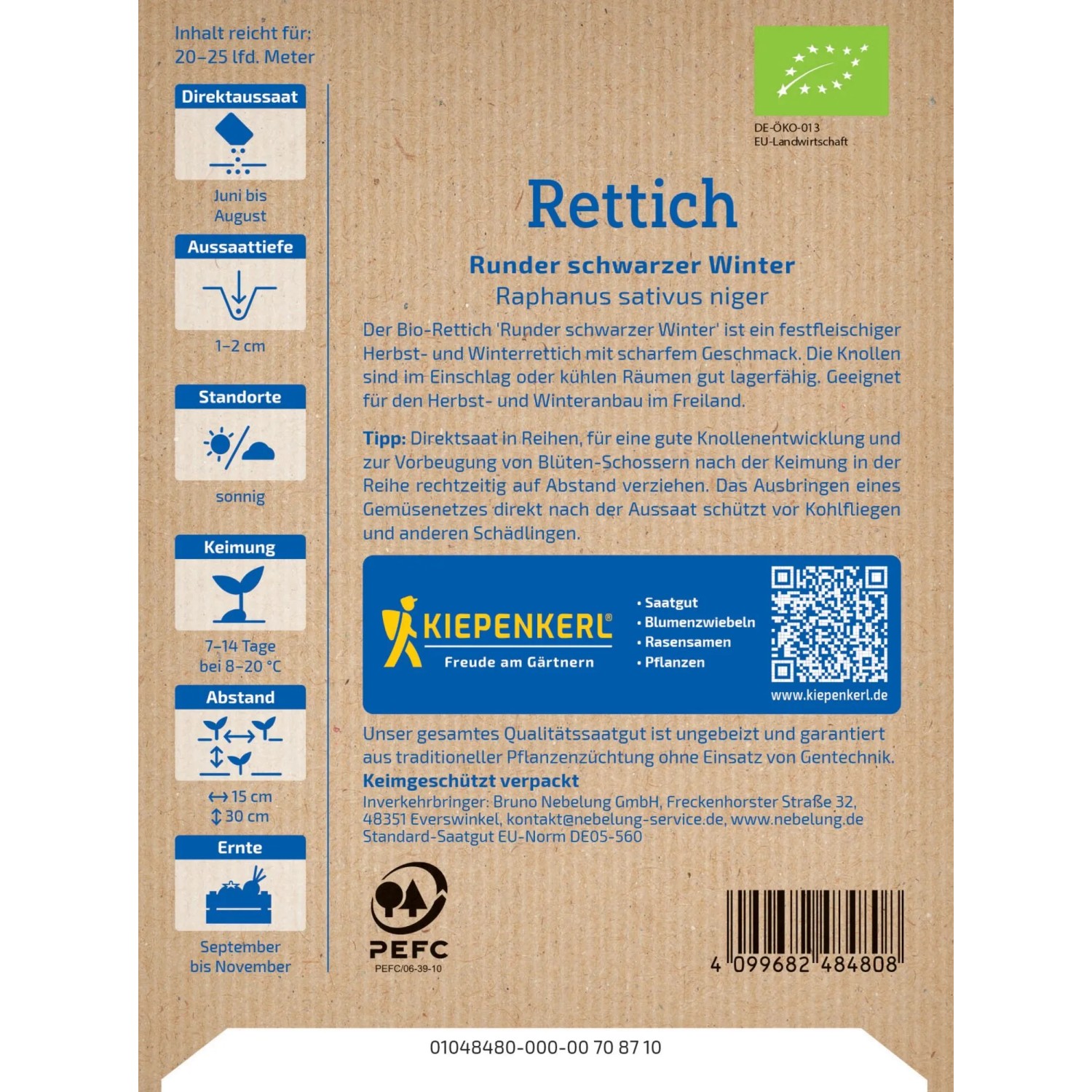 Kiepenkerl Saatgut BIO Rettich Runder schwarzer Winter_2