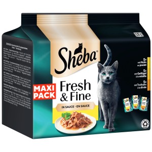 Sheba Fresh & Fine Maxipack Katzen-Nassfutter mit Huhn, Geflügel und Truthahn, 15 x 50g.