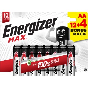 Energizer Alkaline AA Batterien, 16er Pack. Langlebige Mignon Batterien für Geräte des täglichen Gebrauchs.