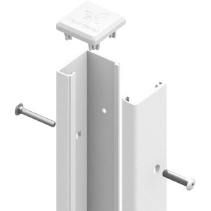 Weißes U-Klemmprofil für System Glas und Board, 5x192x7 cm, Zubehör für Zaunbau.