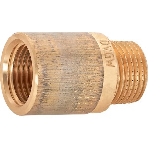 Hahnverlängerung aus Rotguss, 18,6 mm x 21 mm, 30 mm lang, für Gewindefittings.