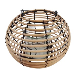 Windlicht Heather von Boltze, Natur, 18x21x2 cm, aus Glas und Rattan für gemütliche Atmosphäre.