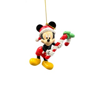 Disney Weihnachtsanhänger: Mickey Maus mit Zuckerstange, 9 cm, mehrfarbig.