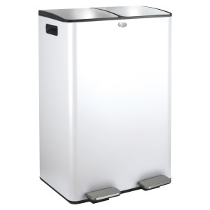 Spirella Kosmetikeimer Aliya, 2x30L, Weiß Matt, mit zwei Fächern zur Mülltrennung.