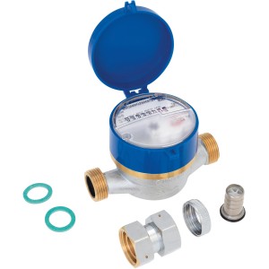Zapfhahnzähler ECO Two in One für Kalt- und Warmwasser, 25 mm x R 3/4 Innengewinde.