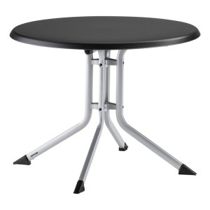 Runder Kettler Klapptisch Boulevard in Silber-Anthrazit, ideal für den Garten.