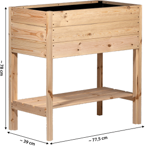 Dobar Hochbeet Florenz aus Kiefernholz, 78x77,5x38,5 cm, mit Ablagefläche. Ideal für Garten, Balkon und Terrasse.