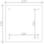 Grundriss Skan Holz Pavillon Cannes 2, 359x359 cm, Schiefergrau lasiert, mit Maßangaben.