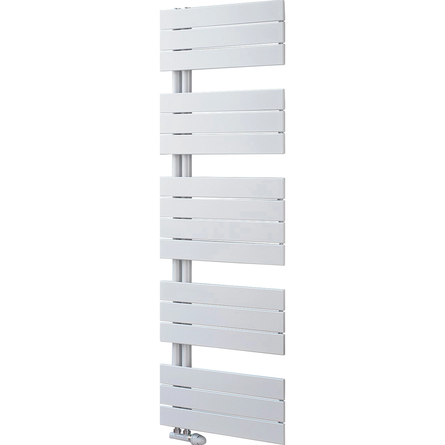 Weißer Ximax Badheizkörper P2-Open, 745x500 mm, 372 Watt, mit horizontalen Paneelen.