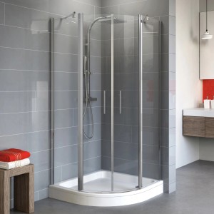 Schulte Runddusche AlexaStyle2.0 mit Duschwanne, 90x90cm, Teilrahmung Alu-Natur.