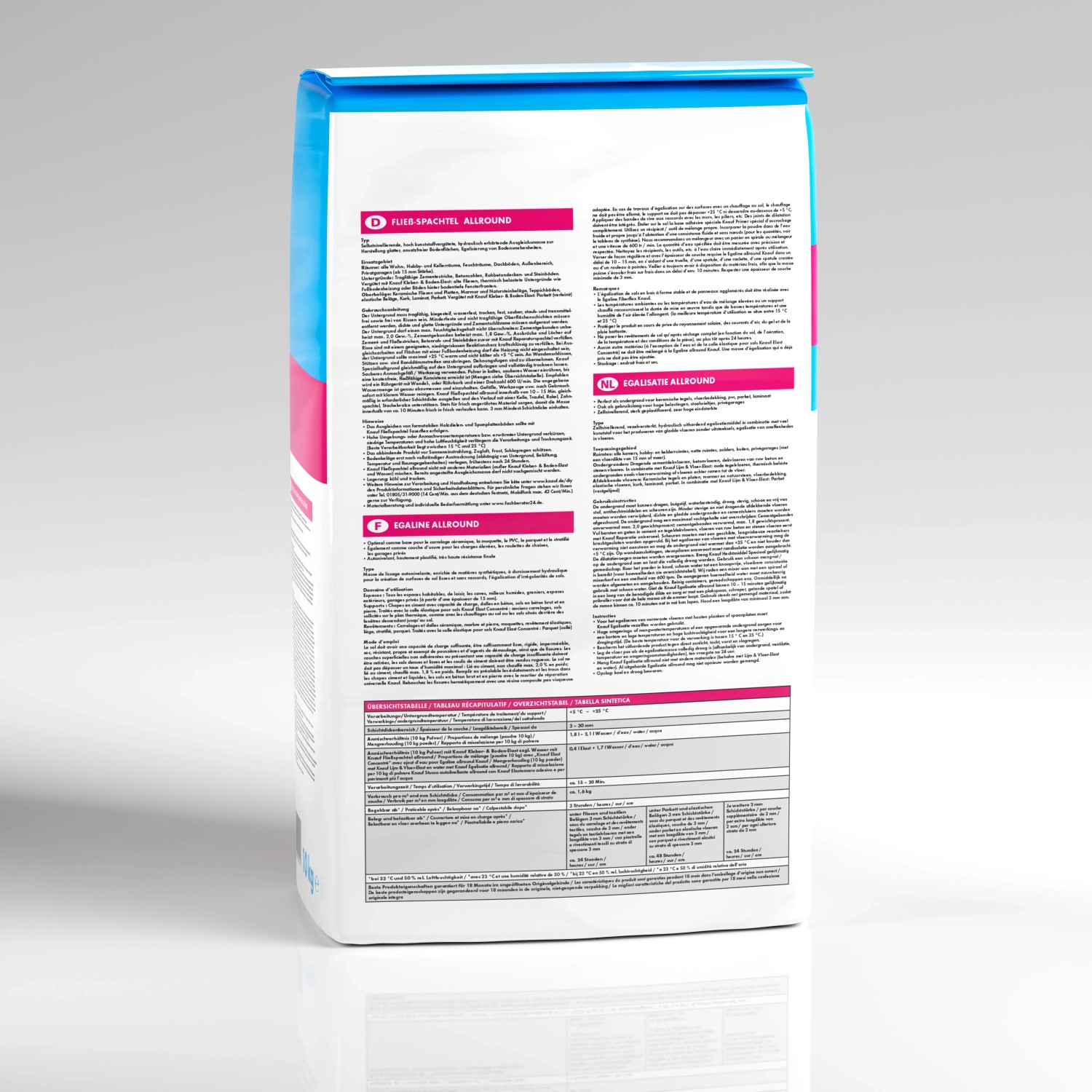 Knauf Fliessspachtel allround 10 kg Sack, selbstverlaufende Ausgleichsmasse für Boden.