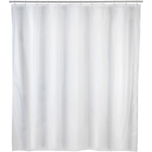 Weißer Wenko Anti-Schimmel Duschvorhang aus Polyester, 120x200 cm, mit Ringen.