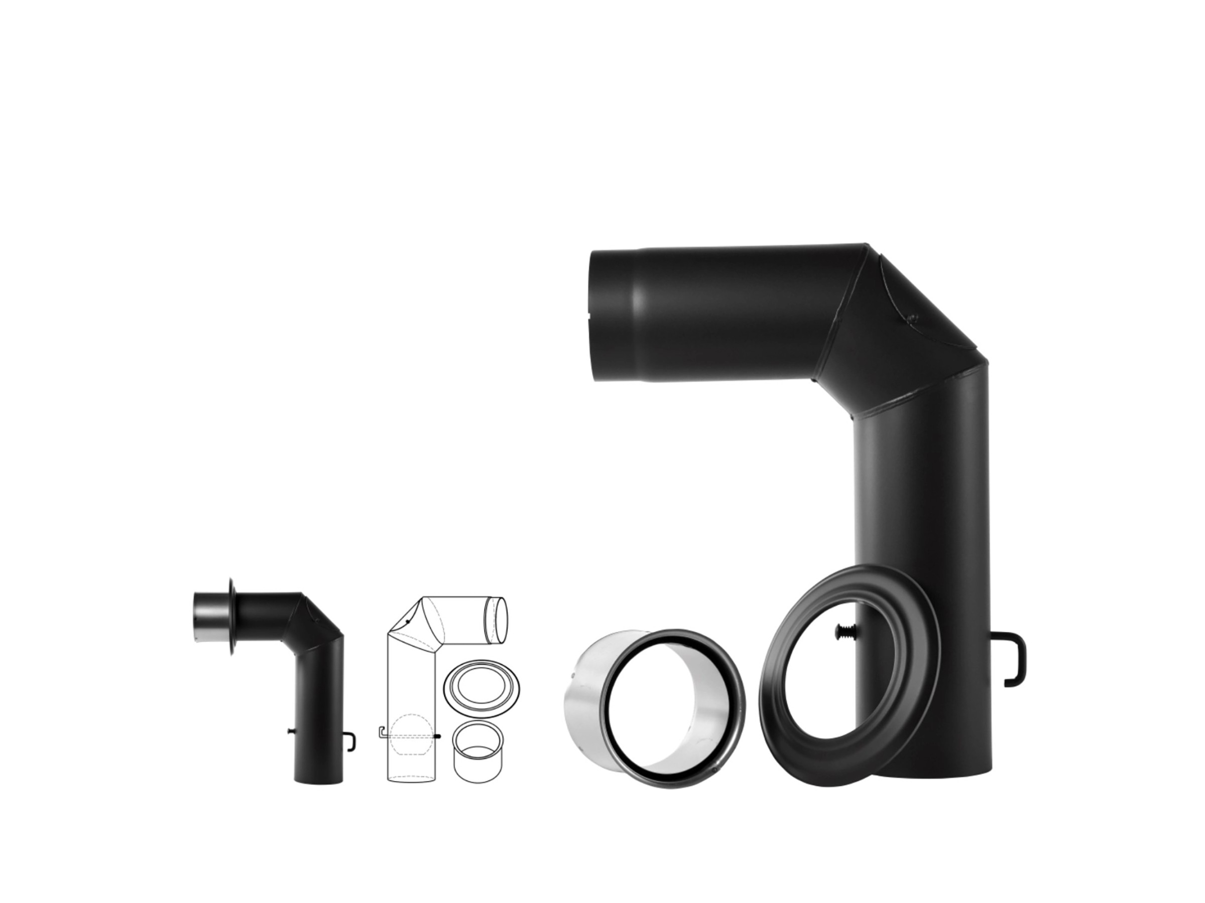 H&M Rauchrohr Bogen 30° - 150mm Schwarz Für Kaminöfen