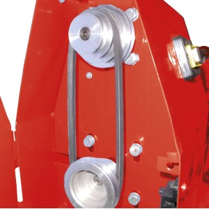 Detailansicht der Einhell TC-WW 1000/1 Drechselbank: Riemenantrieb und Geschwindigkeitsregelung.