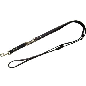 Schwarze, 3-fach verstellbare Heim Hunde-Vorführleine aus Softleder, 240 cm lang.