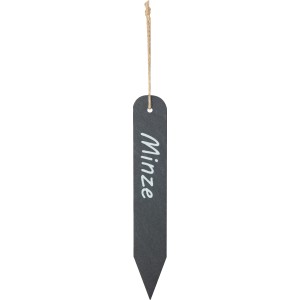 Kräuterstecker Minze aus Steingut in Natur mit Kordel zur Gartendekoration.