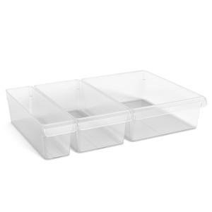 Rotho Kühlschrankorganizer-Set Loft, 3 transparente Aufbewahrungsboxen in verschiedenen Größen.