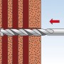 Illustration: Fischer Duopower Dübel beim Spreizen in Lochsteinwand.