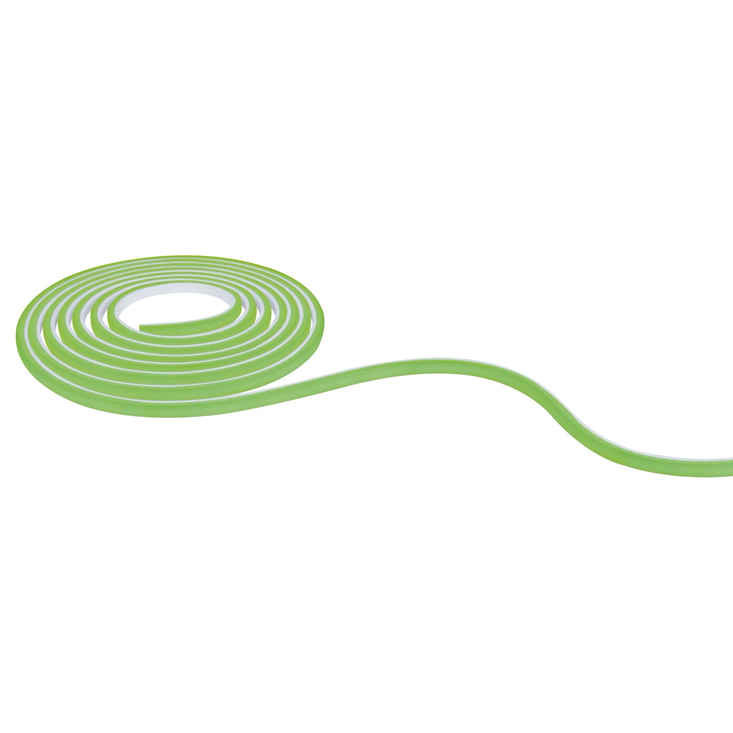 Aufgerollter Paulmann MaxLED Flow RGB LED-Streifen (5 m) in Grün.