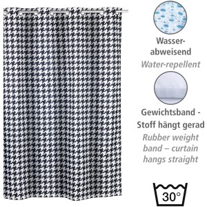 Wenko Anti-Schimmel Duschvorhang Fashion Flex mit Hahnentrittmuster, 180x200 cm.
