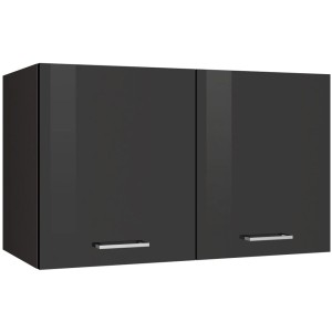 Held Möbel Küchen-Hängeschrank Mailand, 100 cm, Hochglanz Graphit mit Metallgriffen.