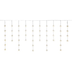 LED-Lichtervorhang mit Sternen 64 LEDs Warmweiß Transparentes Kabel 2,5 m
