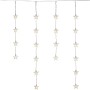 LED-Lichtervorhang mit Sternen, warmweiß, 64 LEDs, transparentes Kabel, 2,5 m Länge.