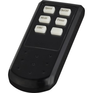 Fernbedienung für OBI Turmventilator, schwarz, mit Tasten für Speed, Timer, On/Off.