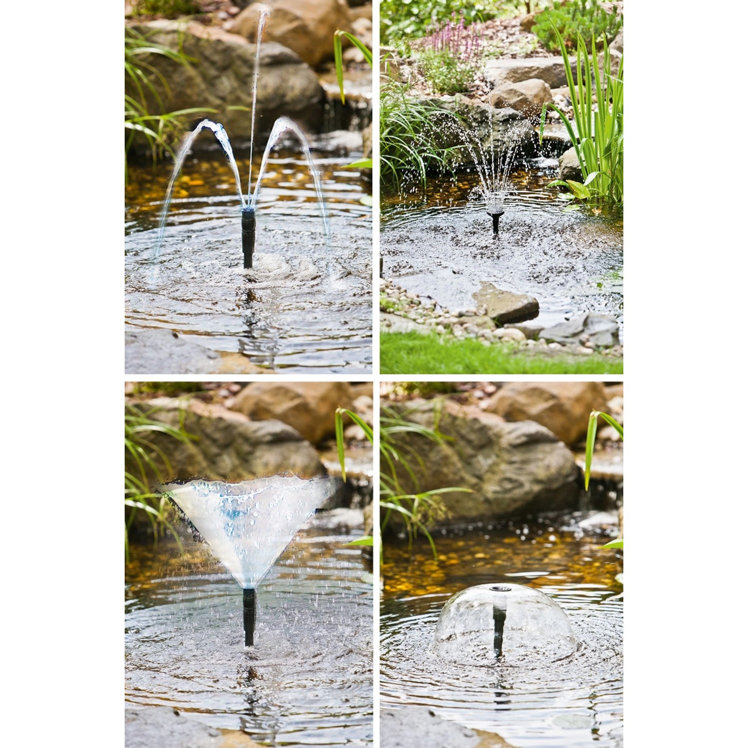 Heissner Aqua Jet Eco 1500 Teichpumpen-Set mit 4 Wasserspiel-Varianten im Gartenteich.