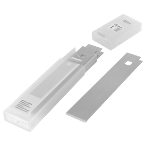 Wolfcraft Ersatzklingen für Dual Schaber-Messer, 3 Stück, in transparenter Aufbewahrungsbox.