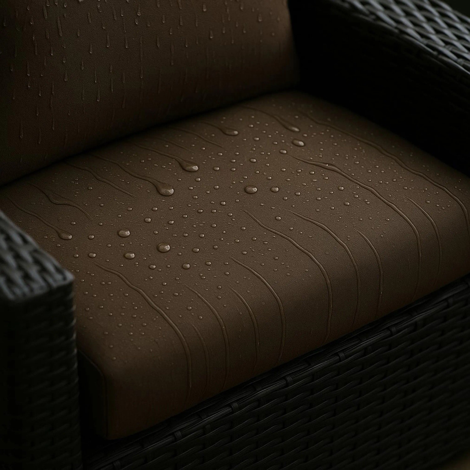 Braunes Gartenkissen-Set (130x50 cm) für Polyrattan-Gartenmöbel, wasserabweisend.