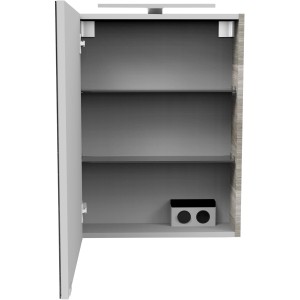 Offener Fackelmann Spiegelschrank SBC Steinesche 50 cm mit zwei Einlegeböden.