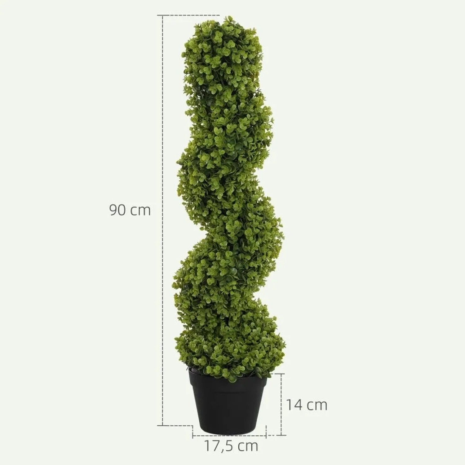HOMCOM Kunstpflanze, 90 cm hoher Spiral-Buchsbaum im schwarzen Topf. Teil eines 2er-Sets für Haus & Garten.