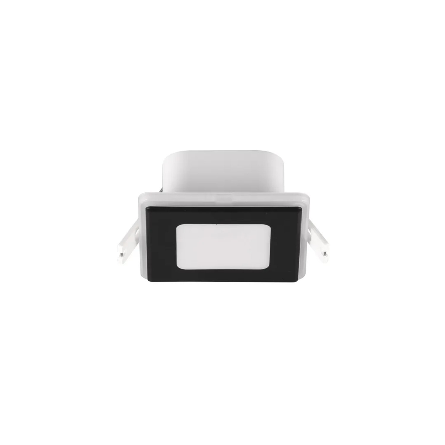 Schwarzer, eckiger Trio LED Einbaustrahler Nimbus, 8,5x8,5cm. Moderner Deckenspot für Innenräume.
