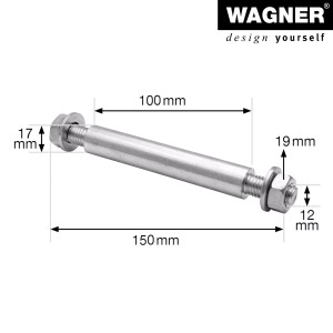 Wagner Achsmaterial Profi M12, 1,7x10,2 cm, verzinkter Stahl, für Rollen und Räder.