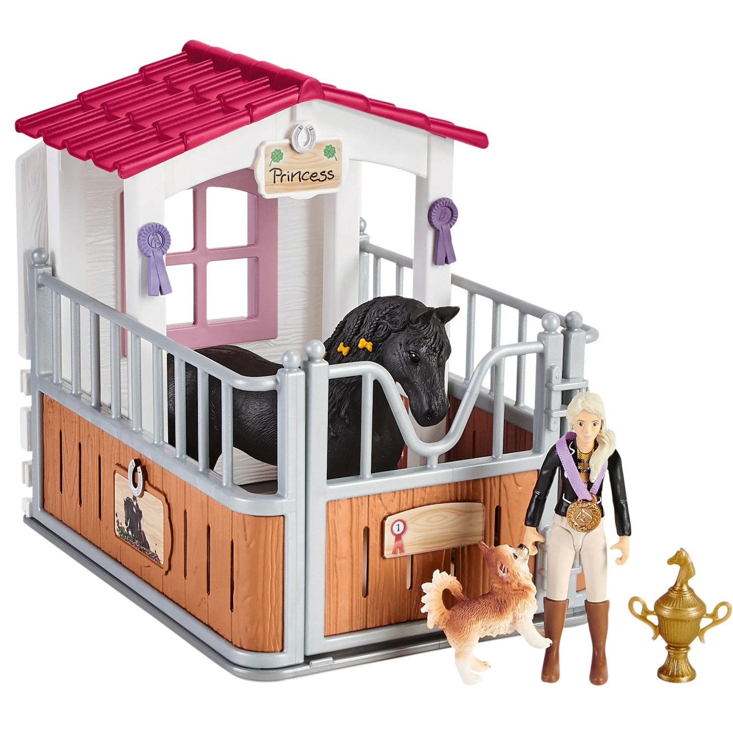 Schleich Horse Club Pferdebox mit Tori, Friesen Stute Princess, Chihuahua und Zubehör.