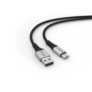 Schwarzes Schwaiger USB-C auf USB-A Ladekabel, 1,2m, unzerstörbar.