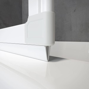 Detailaufnahme: Alpinweißer Schulte Badewannenaufsatz, 3-teilig, Echtglas klar.