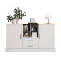 okwish Sideboard mit 2 Türen 2 Schubladen Wohnzimmer 140x40x79cm Weiß_9