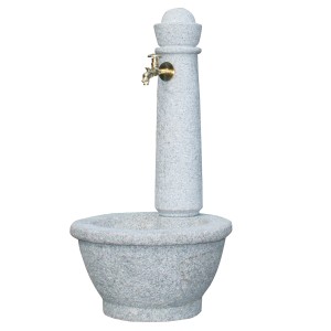 Garantia Steinbrunnen Roma Lightgranite mit Auslaufhahn für Garten & Terrasse.