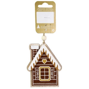 Lebkuchenhaus zum Hängen aus Holz mit Filz