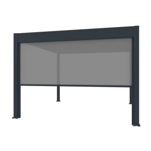 Graphitgraues Weide Sonnenrollo für Pergola, 4m breit. Bietet flexiblen Sonnen- und Sichtschutz.