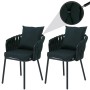 2er-Set grüne MCW Gartenstühle P89 mit Seilgeflecht und Aluminiumgestell.