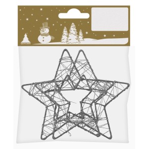 2er Set silberne Sterne (Ø 8cm) zum Aufhängen, Weihnachtsdekoration.