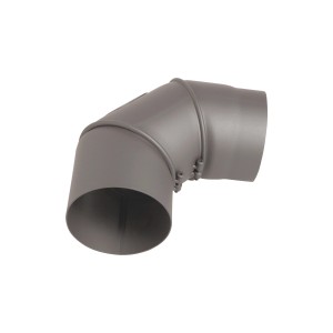Grauer OBI Rauchrohrbogen 90° mit 150 mm Durchmesser für Kaminöfen.