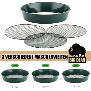 BigDean Gartensieb Aus Metall Mit 3 Maschenweiten 6 4 Mm 9 5 Mm 12 7 Mm Erdsieb Rund Sandsieb Durchmesser 37 Cm Höhe 8 Cm Garten Sieb Steinsieb