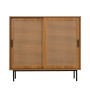 okwish Sideboard mit 2 Schiebetüren Ablage Wohnzimmer 100x90x37cm Braun