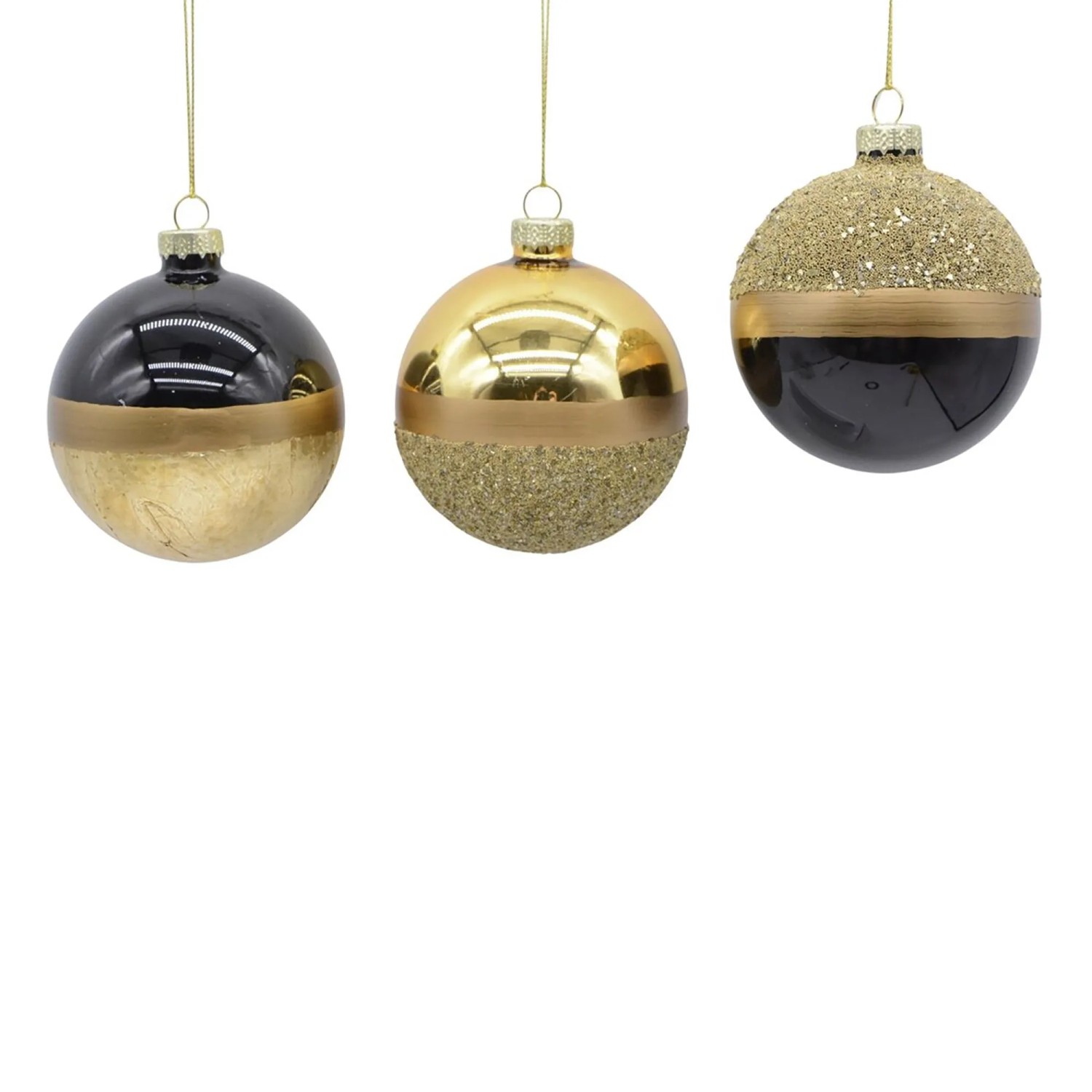 Boltze Weihnachtskugel Elegia 8 cm Schwarz-Gold 3-fach Sortiert kaufen bei OBI